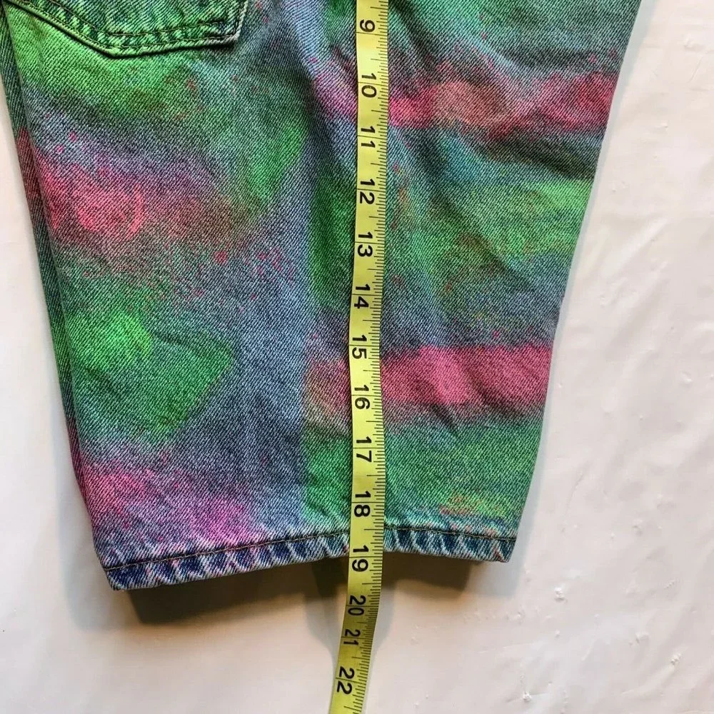 Vintage Levi's 550 Jean Denim Shorts Men 32‎ (31) USA Orange Tab Painted Altered